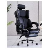 Gaming Chair w/ Footrest, Reclining, Black &