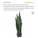 3 ft. Green Artificial Snake Sansevieria Plant