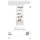 Furologee White 6 Tier Bookshelf with Drawers,