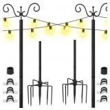 Outdoor String Light Poles Stand - 2 Pack Poles