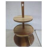 3 Tier Walnut Cupcake/ Desert Stand  20" Tall