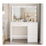 Vanity Table w/ Large Mirror & 11 LED Lights,