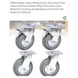 Rubber Caster Wheels 6 inch, Heavy Duty Plate