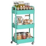 New 3-Tier Plastic Rolling Utility Cart with