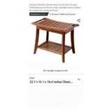 Bamboo Shower Bench Stool with Storage Shelf
