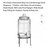 HC Classic Hammered Glass Ice Cold Beverage Drink
