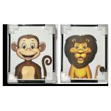 Monkey & Lion Canvas Artwork on 20x16" Black