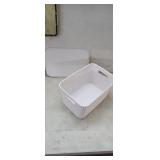 NEW Plastic Storage Bin w/ Lid, Large, White