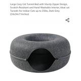 Large Cozy Cat Tunnel Bed, Dark Grey*used, in