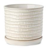 NEW 8" Plant Pot & Saucer - Cream White, Ceramic