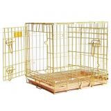 NEW 2-Door Gold Color Dog Crate, Folding Design,
