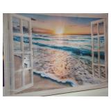 Large 30"x 40" Ocean/Beach Framed Canvas Picture.