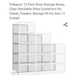 New 12 pk Clear Stackable Shoe Storage Boxes for