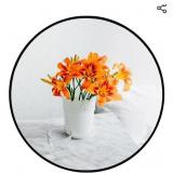 NEW Small 16" Round Mirror, Black Metal Framed