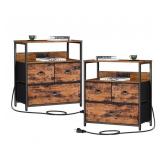 NEW Set of 2 Nightstands w/ Charging Stations,