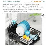Large Dish Rack with Drainboard, Stainless Steel