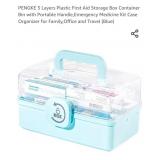 NEW Plastic First Aid Storage Box Container, Blue