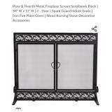 NEW Metal Fireplace Screen, Scrollwork, Black,