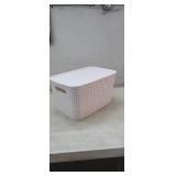 NEW Plastic Storage Bin w/ Lid, Large, White