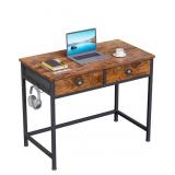 Computer Desk w/ 2 Fabric Drawers, Rustic