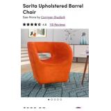 Sarita Upholstered Barrel Chair, Orange Mid