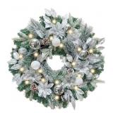 NEW Pre-Lit 24" Lighted Christmas Wreath