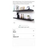 Black Floating Shelves, 36 Inch Solid Wood Wall