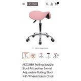 KKTONER Rolling Saddle Stool PU Leather Swivel