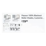 Pasoun 100% Blackout Roller Shades, 18"x48"