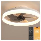 New 19.7" Ceiling Fans With Lights, Semi-enclosed