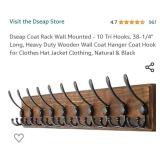 Dseap Coat Rack Wall Mounted - 10 Tri Hooks,
