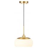 New Single Opal Glass Pendant Light Antique Brass