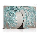 NEW 24"x36" Abstract Tree Canvas Wall Art, Blues