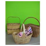 3 Baskets & Doll.   Helen Fraser Basket 2008