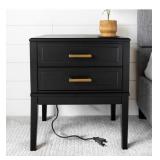 NEW 2 Drawer Side Table w/ Charging Station -