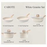 8 Pc White Granite Pots & Pans Set,