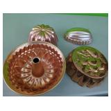 4 Copper Jell-O Molds (From Estate)