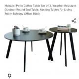 Meluvici Patio Coffee Table Set of 2, Weather