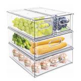 NEW  4 pk Stackable Refrigerator Organizer Bins
