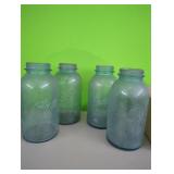 4 Vintage Blue Ball Perfect Mason. 9.5" Tall