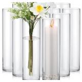 12 New  Glass Cylinder Vases Set Clear Flower