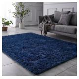 Shag Area Rug, 5x7 Ft Navy Blue Upgrade Anti-Skid