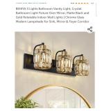 BEHIYA 3 Lights Bathroom Vanity Light, Crystal