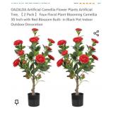 2pcs OAZALDA Artificial Camellia Flower Plants