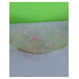 Vintage Pink Depression 3 Legged 10" Dish