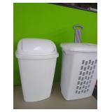Rolling Clothes Hamper & Lidded Trash