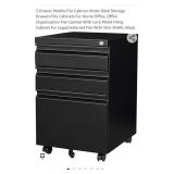 3 Drawer Mobile File Cabinet Under Desk Storage