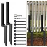 2 New Heavy Duty Steel Fence Post Repair Stakes,