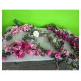5 Flower Swags  & 2 Fall Wreaths  From Estate