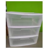 3 Drawer Plastic Storage 22"w x 24" Tall. Estate